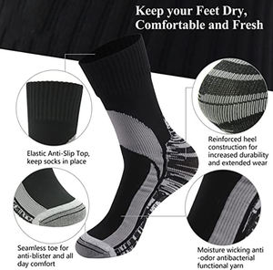 Custom Logo <b>Waterproof</b> Breathable Crew <b>Socks</b> in Black for Men Outdoor Hiking Trekking and Sports - Product Image 1