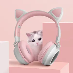 Fone de ouvido sem fio gato 3.5mm, fofo, computador, bluetooth