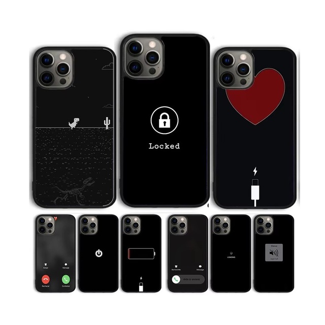 Cellphone Screen Phone Battery Icon Phone Case Cover for iPhone 15 16 14 13 12 Pro Max Mini 11 Pro Max XS X XR Plus
