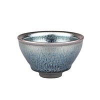 Authentique bol à thé Tenmoku en céramique argentée de type Jian de Chine, 125 ml, tasse à thé faite à la main, tasse de dégustation Kung Fu, tasse de maître, coffret cadeau