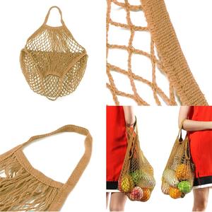 Sac à provisions en coton en stock Sac fourre-tout en filet tissé personnalisé avec poignée en corde pour fruits et légumes réutilisable pour un usage quotidien - Product Image 3