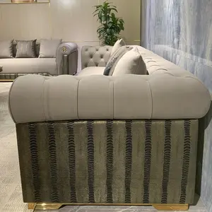 Luxury Modern Light Luxury Villa Leather Sofa Italian Design High-end Hotel Luxury Living Room Furniture