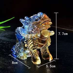 รูปปั้น Qilin เคลือบสำหรับตกแต่งโต๊ะกาแฟในสำนักงานงานหัตถกรรมสำหรับโถงทางเข้างานฝีมือคริสตัลอื่นๆ - Product Image 6