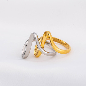 Geometric Spiral <b>Ring</b> 18K Gold Plated <b>Titanium</b> Steel Women's Fashion Jewelry Gift Design - Product Image 4