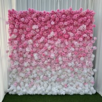 L-FW103 mariage artificiel noir 5d fleur mur toile de fond 8ft X 8ft fleur panneaux muraux enrouler fleur décoration murale pour mariage