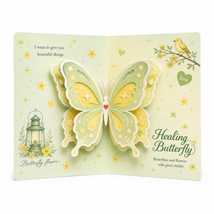 Carte de vœux pliable 3D en forme de papillon, carte cadeau pop-up en papier, personnalisable et imprimable pour anniversaire, festival, occasions romantiques - Product Image 1