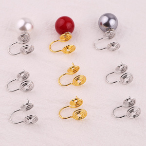 Clip-on <b>Earrings</b> Double-sided Mosquito Coil Design Gold And White Gold Pearl Studs For Non-pierced Ears Everyday Wear Unisex - Product Image 1