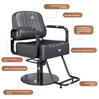 Fauteuil de Barbier Hydraulique Inclinable en Acier Inoxydable Durable et Écologique avec Accoudoir Pivotant à 360 Degrés pour Coiffure