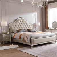 Lit de luxe de conception française, taille King Queen, nouveau lit double moderne pour mariage, lit princesse moelleux et inclinable, lit rembourré en bois massif