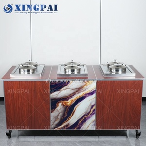 XINGPAI Commercial Catering Equipment Modern Rectangle <strong>Buffet</strong> Station Luxury High Quality Sapele Wood <strong>Buffet</strong> <strong>Table</strong> - Product Image 2