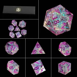 Rolling Table Games Dice Bulk Dnd Dice Edge Resin Polyhedral Dnd Dice