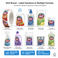 Étiquettes personnalisées holographiques écologiques imperméables autocollantes pour bouteilles de lessive et de liquide vaisselle, impression de logo personnalisée