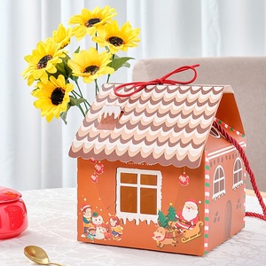 Cajas de regalo de galletas con forma de Casa Grande personalizadas OEM caja de papel de embalaje de postre de galletas biodegradable con mango de cuerda - Product Image 3
