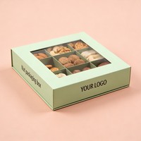 Boîte à sushi en papier magnétique avec logo personnalisé, boîte d'emballage de luxe pour bonbons du Ramadan, boîte cadeau en carton rigide pour noix, biscuits, avec fenêtre en PVC
