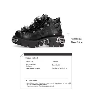 Nuovi Stivali Corti da <span class=keywords><strong>Donna</strong></span> Stile Punk Rock con Suola Spessa, Borchie Metalliche a Stella, Allacciatura, Scarpe Sportive Nere alla Moda, Stivali Casual da Motociclista - Product Image 6