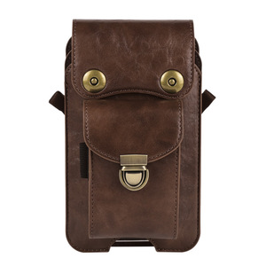 Sac de téléphone vertical en cuir OEM avec sangle pour hommes et femmes, étui de rangement pour voyages en plein air avec emplacement pour clés, cigarettes et écouteurs - Product Image 5