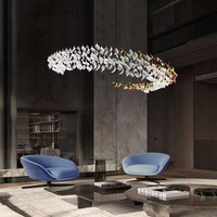 Lustre en céramique blanc et or moderne personnalisé FireLux pour villa, escalier, salon, décoration, lampes suspendues