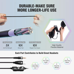 M1 RGB Chơi Game Tai Nghe Stereo Trò Chơi Tai Nghe Với Mic Over-Ear Với 360 Độ Xoay Cho PS4 Cho Xbox One Cho PC - Product Image 5