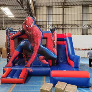 Cool Inflatable Spider-Man Bouncy Castle Jumping Castle Slide Combo Spiderman Bouncer Moonwalk for Commercial Rental