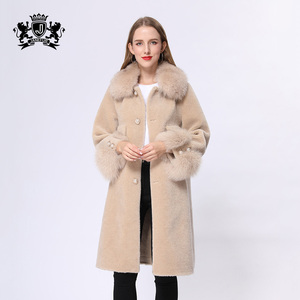 Longue <span class=keywords><strong>veste</strong></span> en laine de mouton pour <span class=keywords><strong>femme</strong></span>, gros manteau d'hiver véritable, doux et chaud - Product Image 6