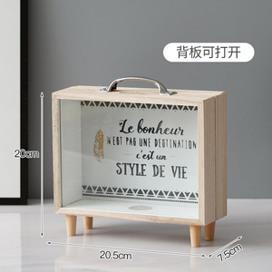 Tirelire en bois grande capacité pour pièces de monnaie et billets de banque, avec fenêtre en verre transparent, <span class=keywords><strong>d</strong></span>écoration <span class=keywords><strong>d</strong></span>'intérieur, pot <span class=keywords><strong>d</strong></span>'<span class=keywords><strong>épargne</strong></span> pour adultes - Product Image 6