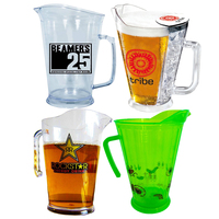 Vente en gros d'articles pour boissons Pichet à bière en plastique noir rouge clair 48oz Pichet à jus Pichet à bière pour bar Pichet à bière personnalisé