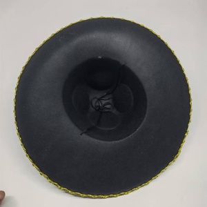 Sombrero de fiesta mexicano de fieltro negro con estampado de calavera y ribete plateado, ajustable, para Cinco de Mayo, Halloween, Carnaval, Mariachi - Product Image 4