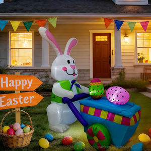 Inflable de Conejo de Pascua de 4 Pies con Carrito, Resistente al Agua, con Luces LED Integradas, Decoración para Interiores y Exteriores - Product Image 3