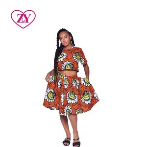 Ensembles de jupes de mariage à fleurs taille haute pour femmes vêtements traditionnels africains Ankara <span class=keywords><strong>tenue</strong></span> fluide en coton pour la fête grande taille - Product Image 5