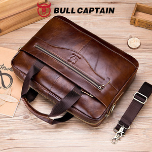 Sac à bandoulière pour homme BULLCAPTAIN en cuir de vache véritable, souple, classique, avec fermeture éclair, sac d'affaires, durable, léger - Product Image 4