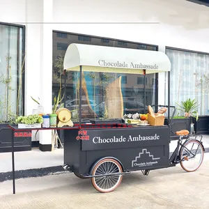 รถขายอาหารเคลื่อนที่สำหรับรถเข็นขายไอศกรีมรถลากสำหรับวางบนถนนสามล้อดีไซน์ใหม่