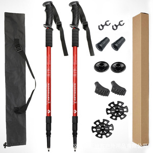 Bâton <span class=keywords><strong>de</strong></span> marche télescopique en <span class=keywords><strong>aluminium</strong></span> à 3 sections pour hommes, pliable, pour le camping et la <span class=keywords><strong>randonnée</strong></span>, avec poignée en plastique et embout en acier au tungstène <span class=keywords><strong>carbone</strong></span> - Product Image 2