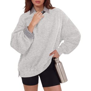 Sudadera de Forro Polar Oversize para Mujer FOXA, Cuello Redondo, Suave y Cómoda, Ajuste Holgado, Ropa Casual para Otoño - Product Image 1