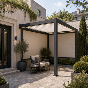 Pérgola de 4x4m con 2 pantallas de privacidad ZIP, montada en esquina, con estructura de aluminio, para patio, refugio de lectura - Product Image 4