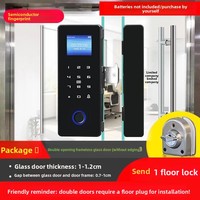 Porte en verre intelligente avec lecteur d'empreintes digitales, code, reconnaissance faciale, carte, serrure à glissière simple/double ouverture, sans perçage, pour bureau et magasin