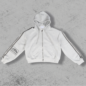 Conjunto Deportivo Personalizado para Hombre, Sudadera con Capucha Corta y Cremallera con Franja Lateral del Fabricante y Pantalones Deportivos Holgados - Product Image 3