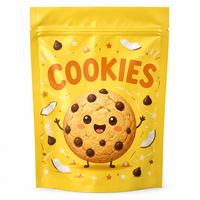 Sachet personnalisé imprimé pour biscuits, qualité alimentaire, refermable, 250g 500g 1kg, film transparent thermoscellable avec fermeture éclair
