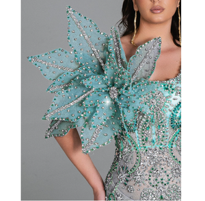 Vestido de Noche Elegante de Lujo para Mujer, Estilo Sirena, Largo hasta el Suelo, con Cuentas de Cristal, Malla Transpirable, para Eventos Formales y Cócteles, Tallas Grandes - Product Image 3