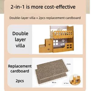 Hochwertiges Extra Großes Katzenbett Höhle Doppelschichtige Katzenvilla mit Kratzbrett Katzennest Holz-Katzennest Katzenbett - Product Image 5