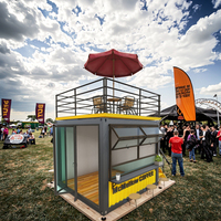 Kiosque hôtelier pop-up extensible de 10 pieds en panneaux sandwich préfabriqués en acier, design moderne et respirant noir