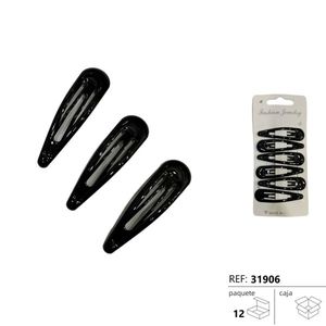 Hair <b>Clip</b> Black 3Pc Set Fashion Jewelry Hair Accessory - Product Image 1