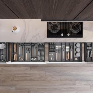 Tiroir de rangement de cuisine dissimulé en alliage d'aluminium, durable, facile à nettoyer, à ouverture interne peu profonde, avec compartiments, de la marque <span class=keywords><strong>Goldmine</strong></span> - Product Image 5