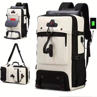 Tas Ransel Pria Bahan Nylon Grosir, Tahan Air, Kompartemen Sepatu Lipat, Port Pengisian Daya USB, Set Perlengkapan Hiking Outdoor yang Tahan Lama