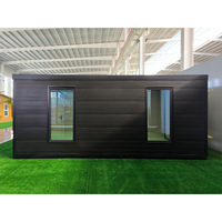 Maison conteneur extensible entièrement meublée, préfabriquée et modulaire, avec cuisine, salle de bain et salon, idéale pour les séjours de vacances.