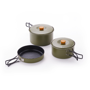 Wholesale Custom Foldable Handle Stainless Steel <b>Camping</b> Cookware Set Pots and Pans - Product Image 5