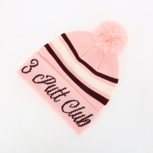 Custom Knitted Winter <b>Hat</b> With Jacquard Logo Striped Beanie <b>for</b> Keeping Warm in Pom Pom Style - Product Image 2