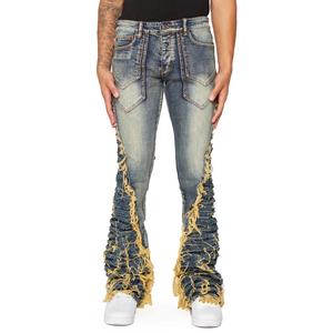 กางเกงยีนส์เดนิมทรงขาบานแบบฟิตเนส แต่งรอยขาด รุ่นขายดีสำหรับผู้ชาย - Product Image 3