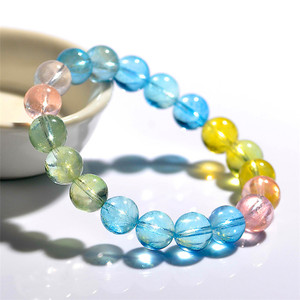 สร้อยข้อมือหินมอร์แกนคริสตัลน้ำแข็งธรรมชาติ สีชมพูแคนดี้อะความารีน ของขวัญเครื่องประดับ - Product Image 4