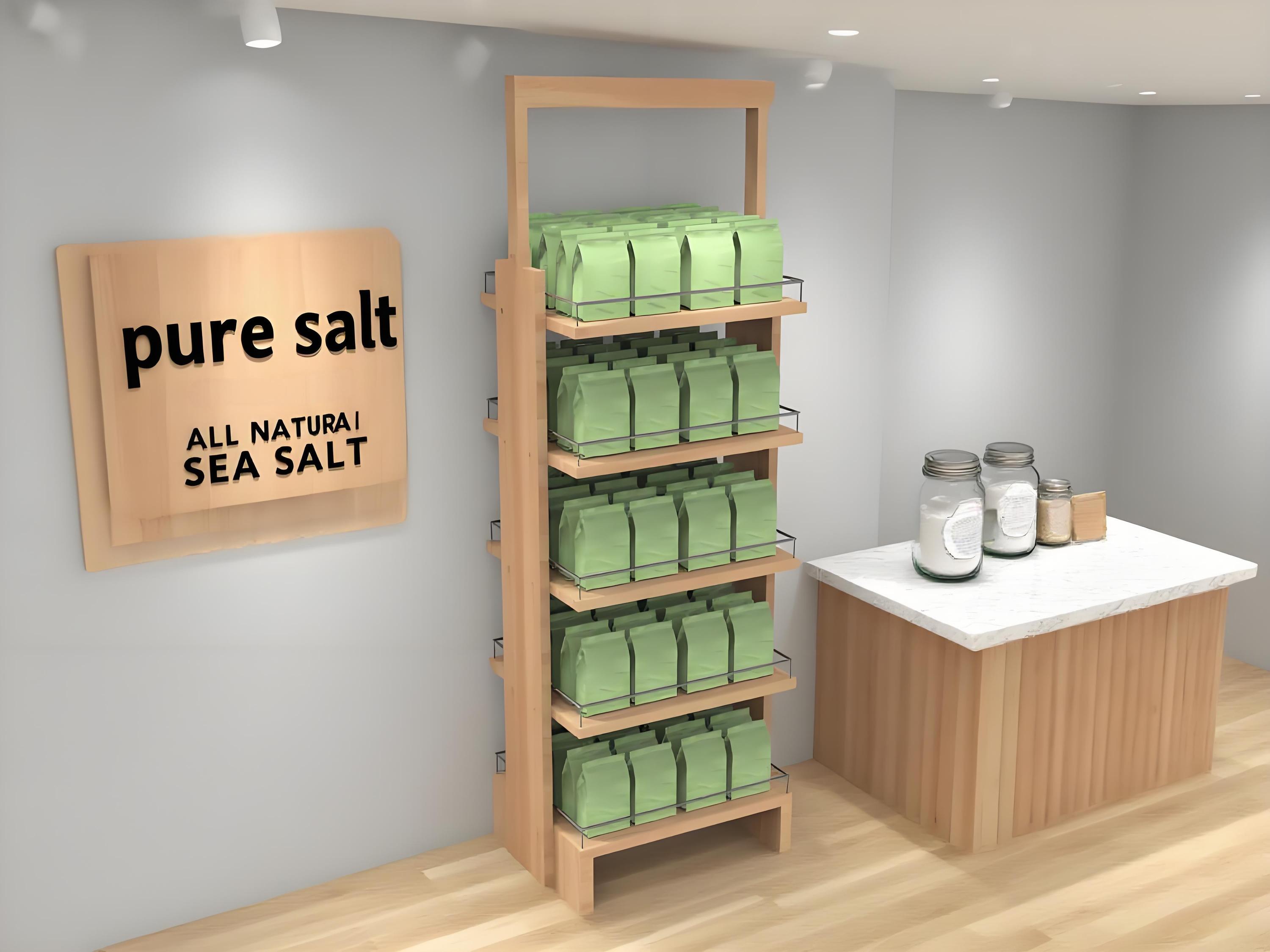 Apache Custom Wood Floor Salt Display Stand Racks for Salt Store Supermarket Shelves for Salt — view 4