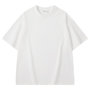 Custom Short Sleeve T-Shirt Dark Green Cotton Solid Color Round Neck Loose Fit Leisure Wear - Product Image 3